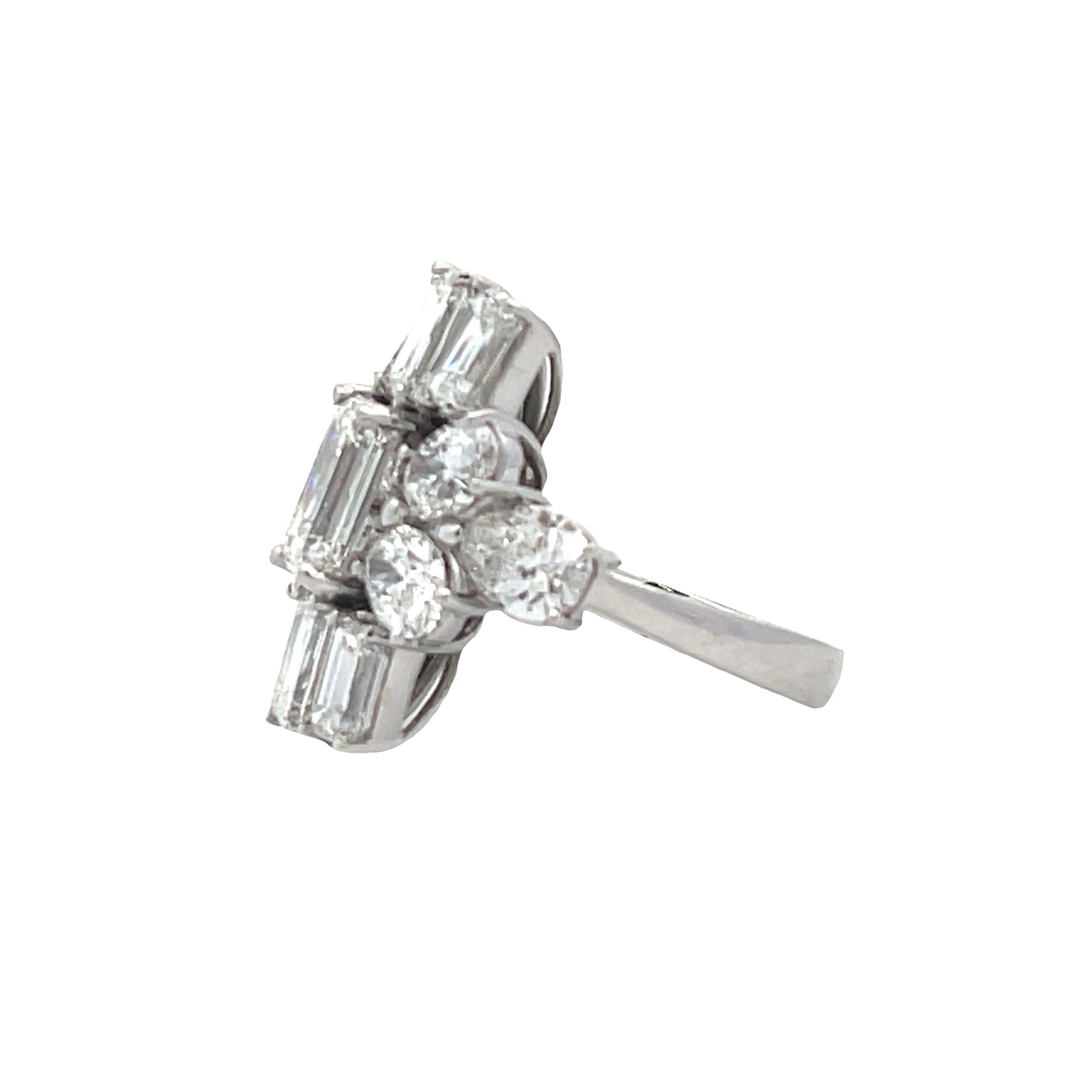 18KW EMERALD CUT DIAMOND COCKTAIL RING