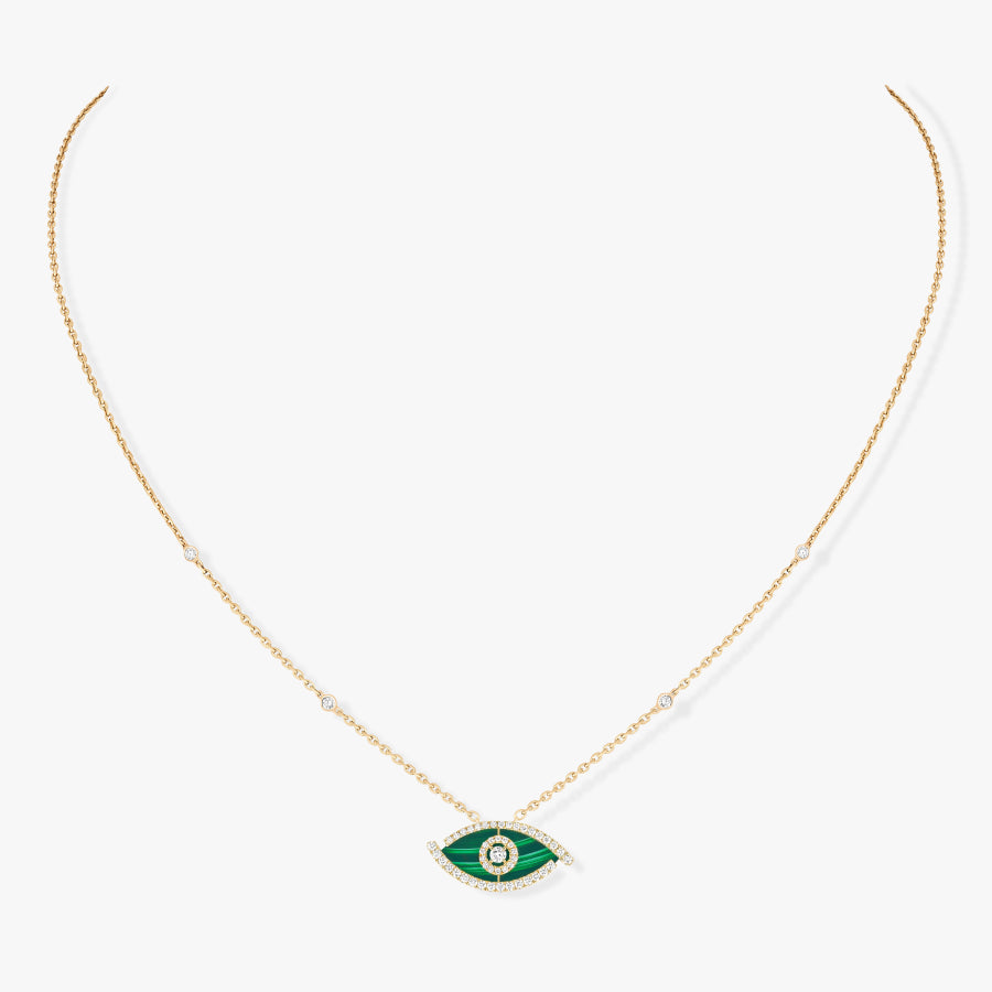 18KY & MALACHITE LUCKY EYE NECKLACE