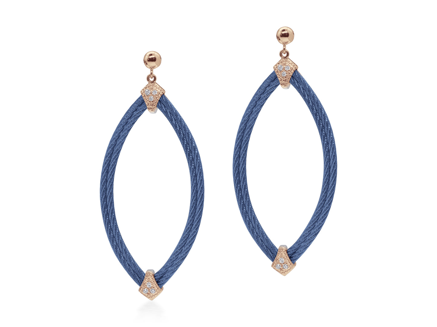 BLUE CABLE FASH EARRS W/DIAS