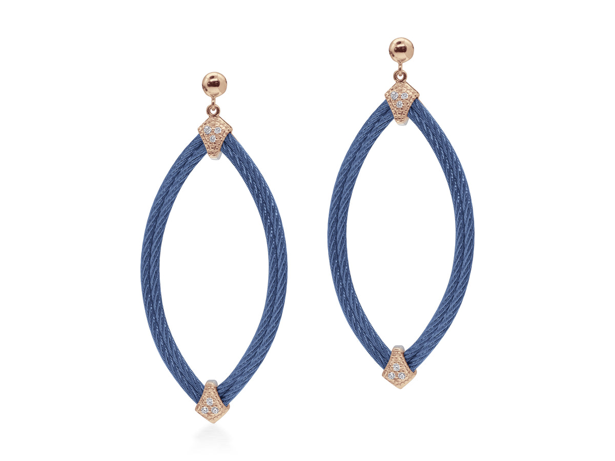 BLUE CABLE FASH EARRS W/DIAS