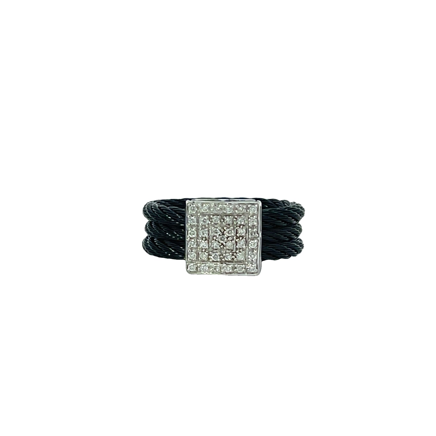 BLACK CABLE RING WITH 18KW DIAMOND STATION
