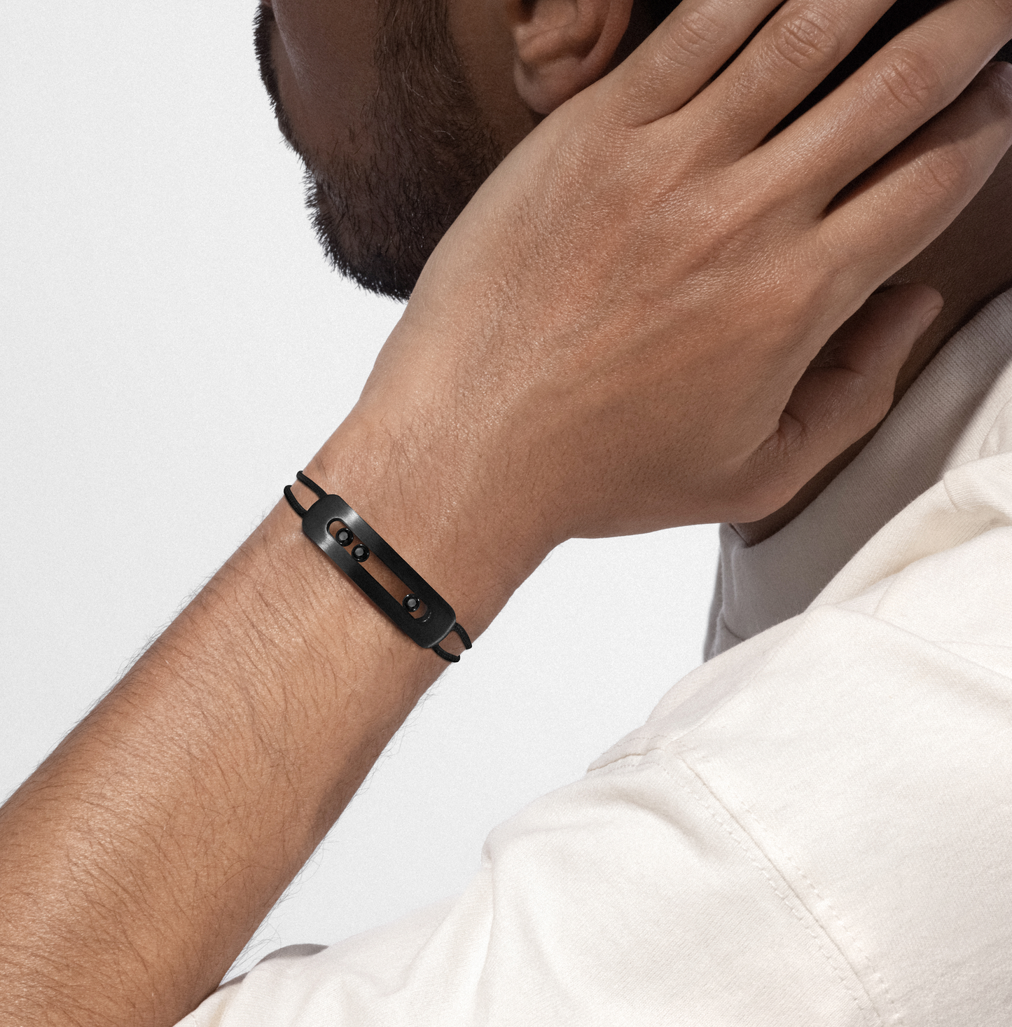 MESSIKA MOVE TITANIUM XL BLACK DIAMOND CORD BRACELET