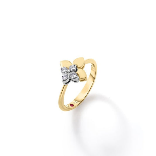 18KYW LOVE IN VERONA DIAMOND FLOWER RING