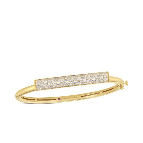 18KY DOMINO PAVE DIAMOND BAR BANGLE