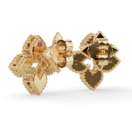 18KY PETITE VENETIAN PRINCESS EXTRA SMALL DIAMOND ACCENT FLOWER EARRINGS