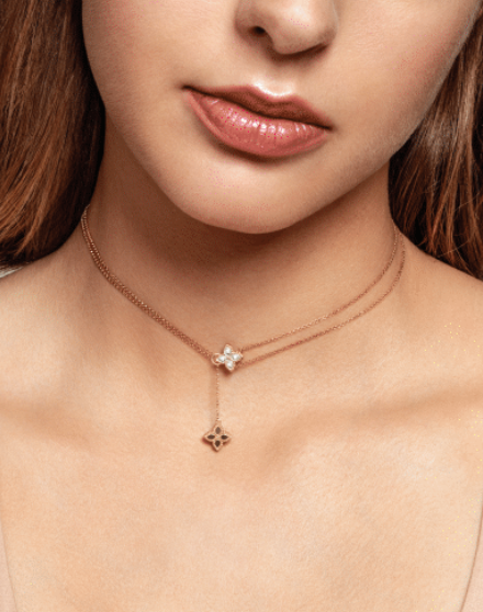 18KY VENETIAN PRINCESS MEDIUM DIAMOND FLOWER LONG NECKLACE