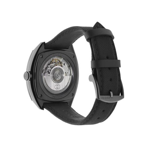 41MM SS/BLACK PVD GUCCI INTERLOCKING BLACK DIAL WATCH