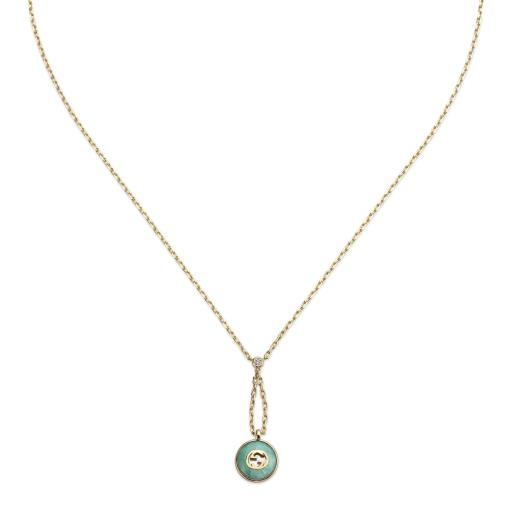 18KY GUCCI INTERLOCKING AMAZONITE NECKLACE