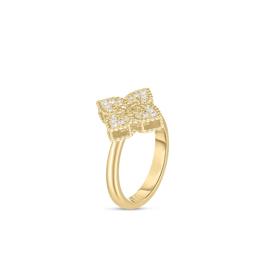 18KY VENETIAN PRINCESS PAVE DIAMOND SMALL FLOWER RING