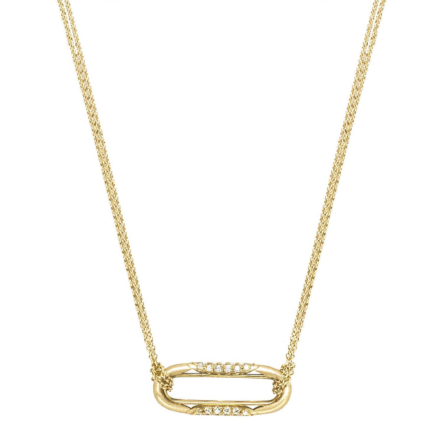 18KY CRESCENT ECLIPSE DIAMOND LINK NECKLACE