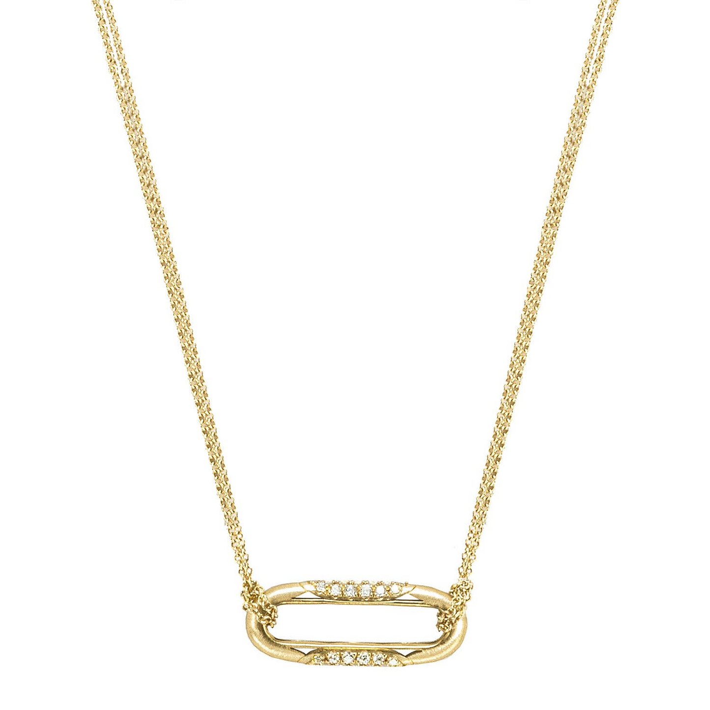 18KY CRESCENT ECLIPSE DIAMOND LINK NECKLACE