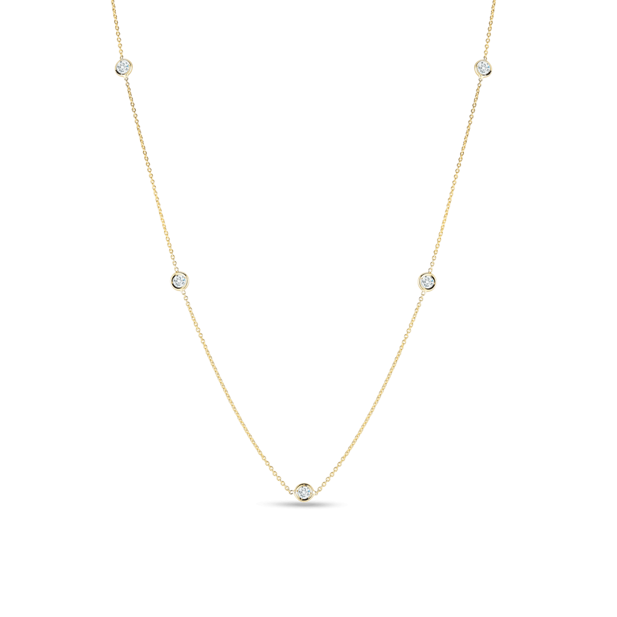 18kY DIAMONDS BY THE INCH 5 STATION NECKLACE