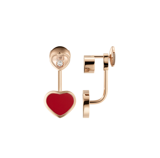 HAPPY HEART RED STONE EARRINGS