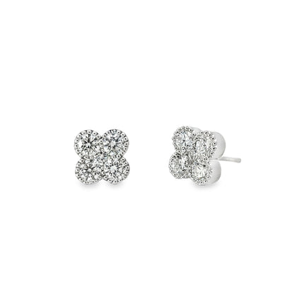18KW DIAMOND FLOWER STUD EARRINGS