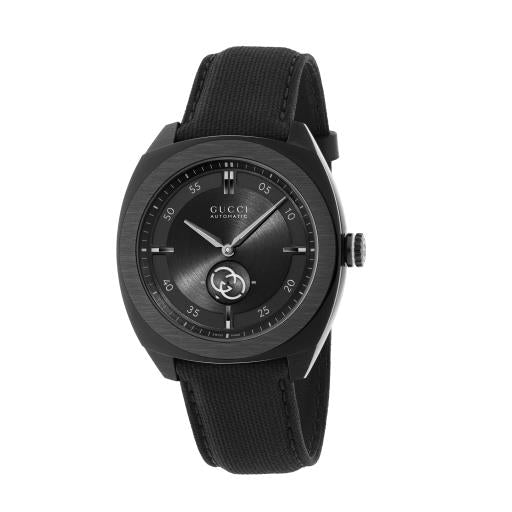 41MM SS/BLACK PVD GUCCI INTERLOCKINGG BLACK RUBBER STRAP SELF WINDING