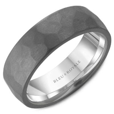 18KW & TANTALUM FROSTED HAMMERED BAND