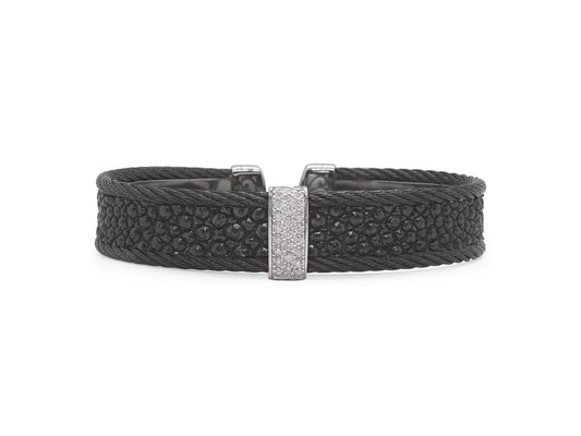 BLK CABLE/STINGRAY CUFF W/DIAS