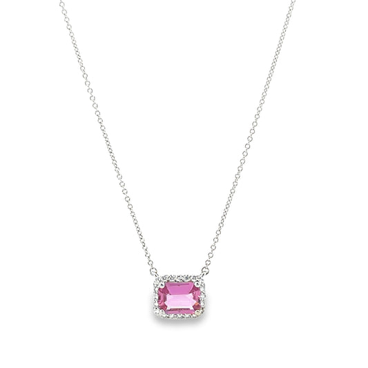 18KW DIAMOND AND PINK SAPPHIRE NECKLACE
