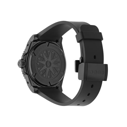 40MM SS GUCCI DIVE BLACK CASE  CERAMIC BEZEL  RUBBER STRAP