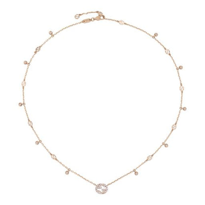 18KR DIAMOND INTERLOCKING G NECKLACE