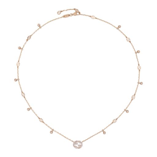 18KR DIAMOND INTERLOCKING G NECKLACE