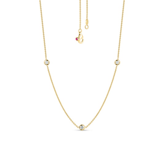 18KY DIAMONDS BY THE INCH 3 STATION NECKLACE