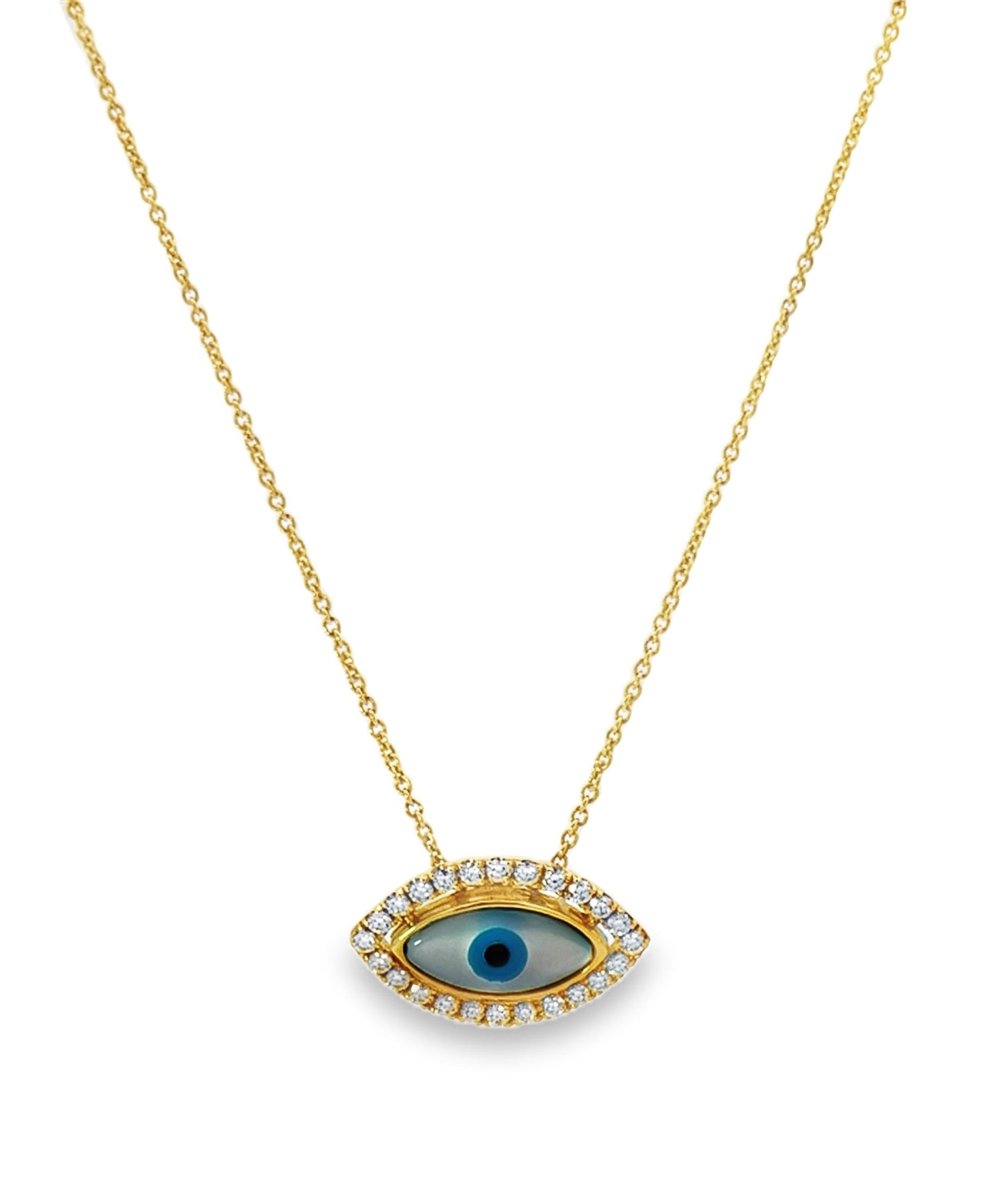 18KY DIAMOND MOP EVIL EYE PENDANT .66