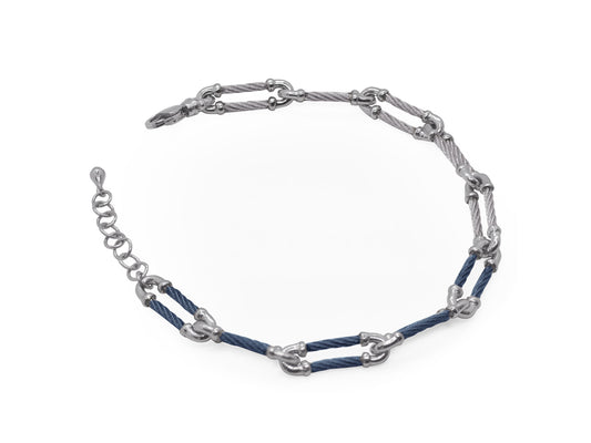 BLUEBERRY AND GREY CABLE PAPERCLIP BRACELET