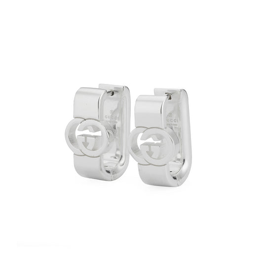 SS INTERLOCKING G HUGGIE EARRINGS