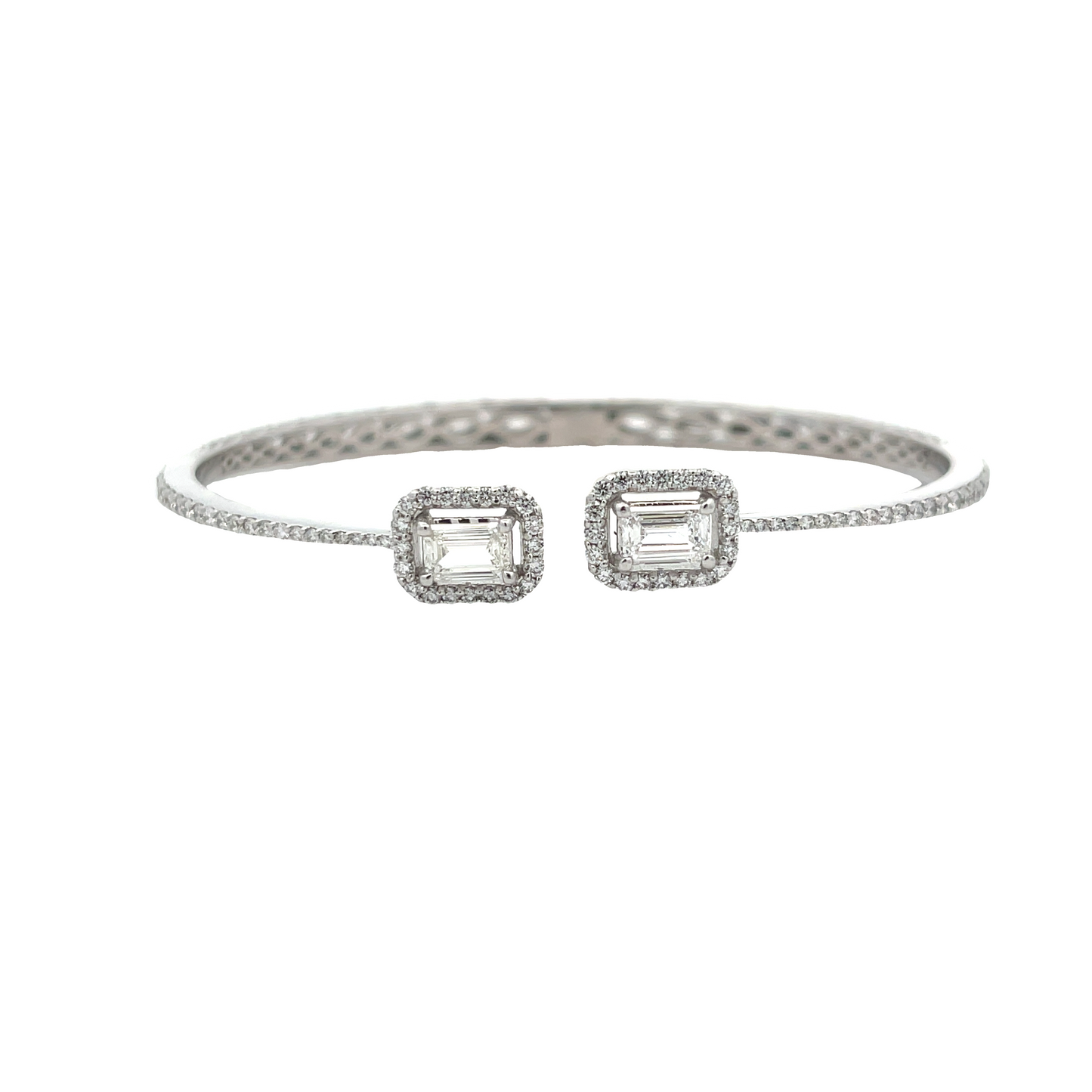 18KW EMERALD CUT AND ROUND DIAMOND CUFF