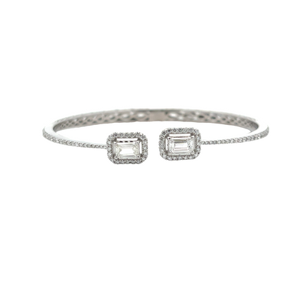 18KW EMERALD CUT AND ROUND DIAMOND CUFF