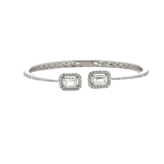 18KW EMERALD CUT AND ROUND DIAMOND CUFF