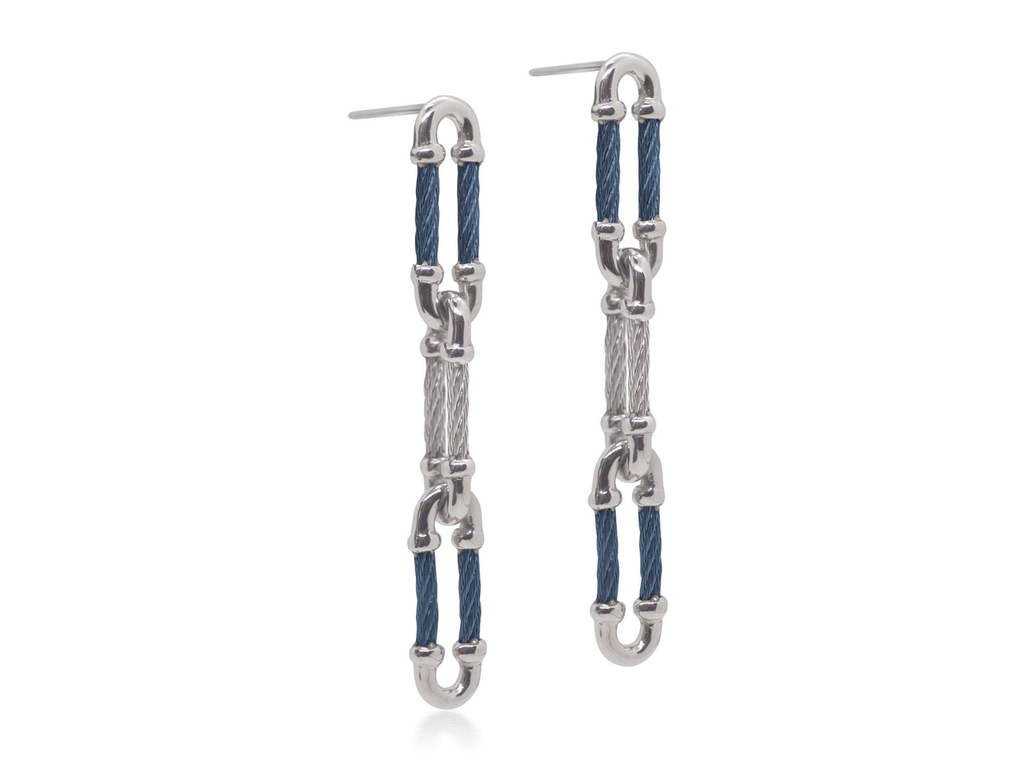 BLUEBERRY AND GREY CABLE PAPERCLIP EARRINGS