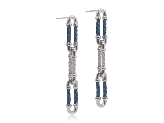 BLUEBERRY AND GREY CABLE PAPERCLIP EARRINGS