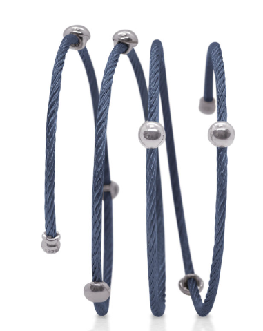 BLUEBERRY  CABLE 4 ROW COIL WRAP BRACELET