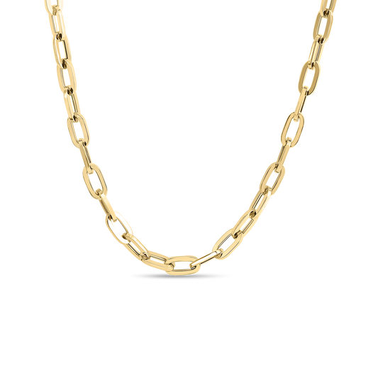 18KY DESIGNER GOLD HEAVY GAUGE PAPERCLIP LINK 17 INCH CHAIN