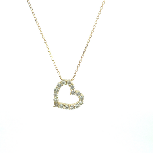 18KY DIAMOND HEART PENDANT NECKLACE