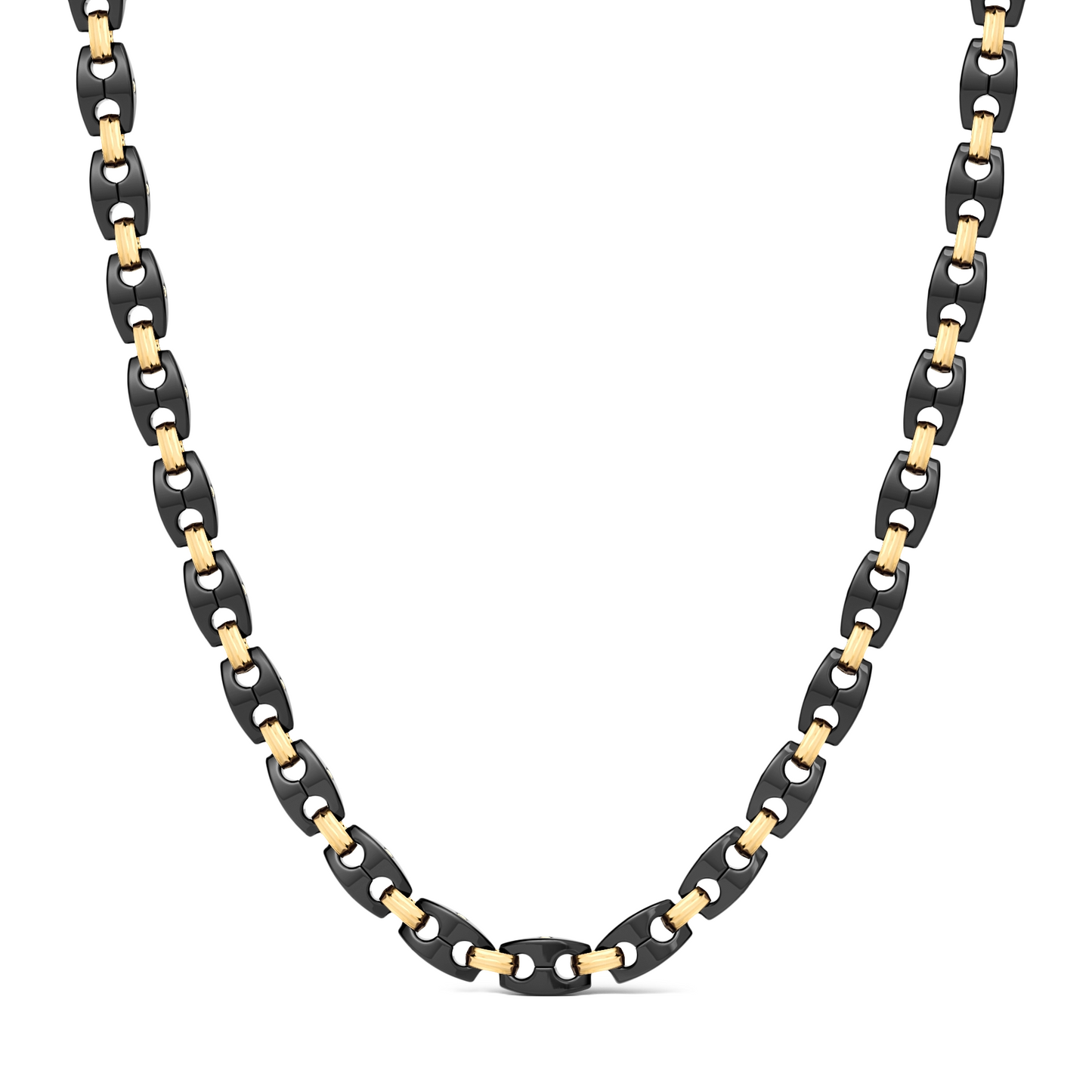 MENS 18KY & BLK CERAMIC FASH NECK 54.80 GRAMS