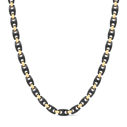 MENS 18KY & BLK CERAMIC FASH NECK 54.80 GRAMS