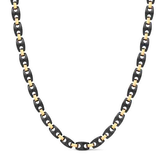 MENS 18KY & BLK CERAMIC FASH NECK 54.80 GRAMS