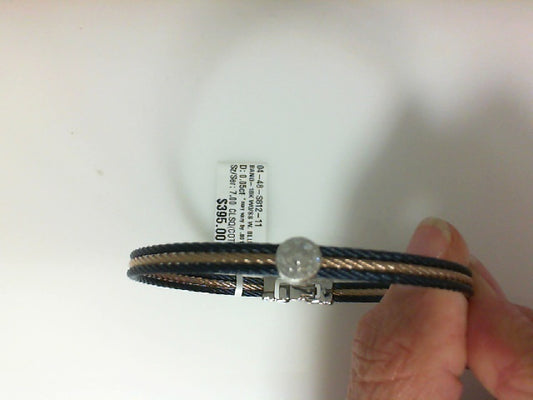 BLUEBERRY/CARNATION STACKABLE CABLE BRACELET WITH SINGLE ROUND DIA STATION