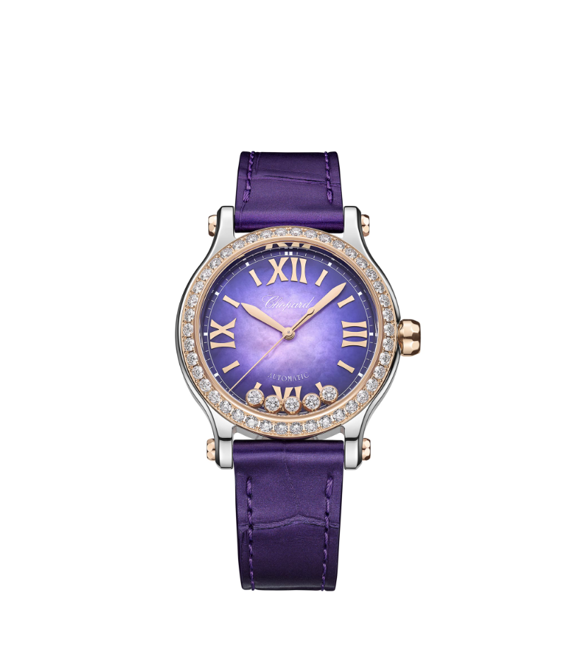 33M SS/18R HAPPY SPORT DIAMOND BEZEL VIOLET DIAL