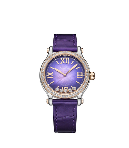 33M SS/18R HAPPY SPORT DIAMOND BEZEL VIOLET DIAL