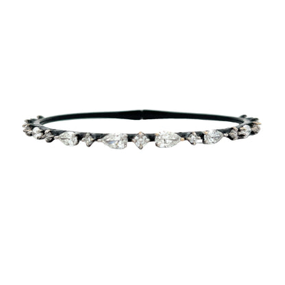 18KW BLACK ENAMEL PEAR & ROUND DIAMOND BANGLE