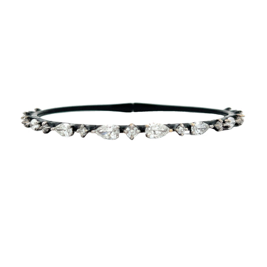 18KW BLACK ENAMEL PEAR & ROUND DIAMOND BANGLE