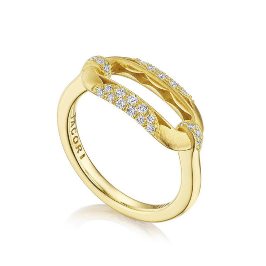 18KY CRESCENT ECLIPSE LINK DIAMOND RING