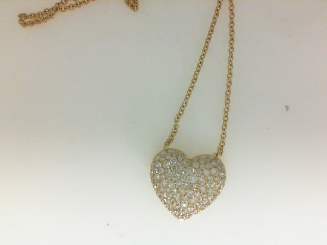 18KY PAVE DIAMOND HEART PENDANT ON CHAIN