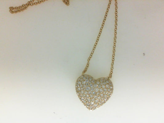 18KY PAVE DIAMOND HEART PENDANT ON CHAIN