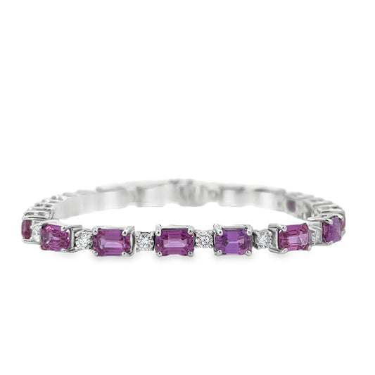 18KW DIAMOND AND PINK SAPPHIRE BRACELET