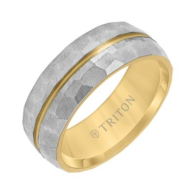 8MM TITANIUM 2TONE FACETED BAND